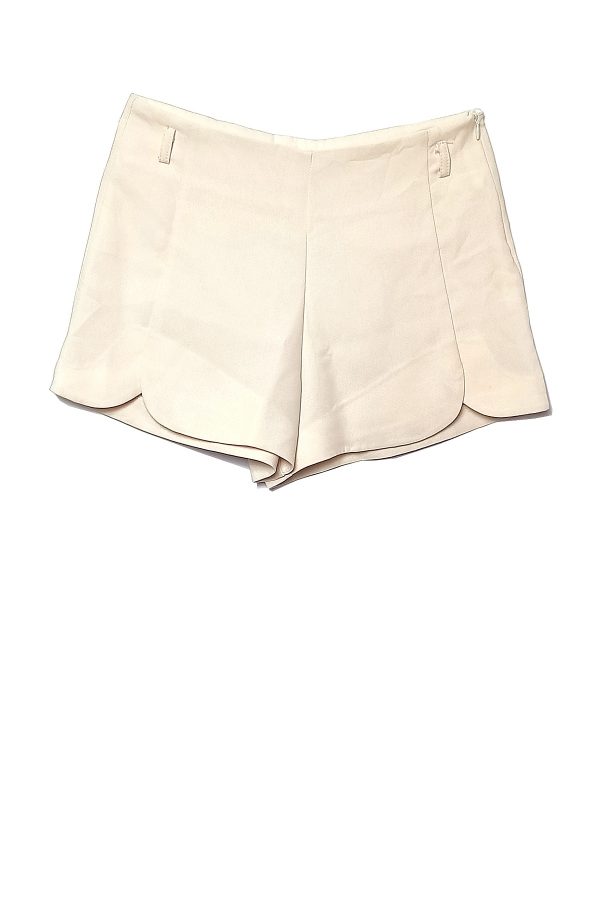 Solid Cream Shorts