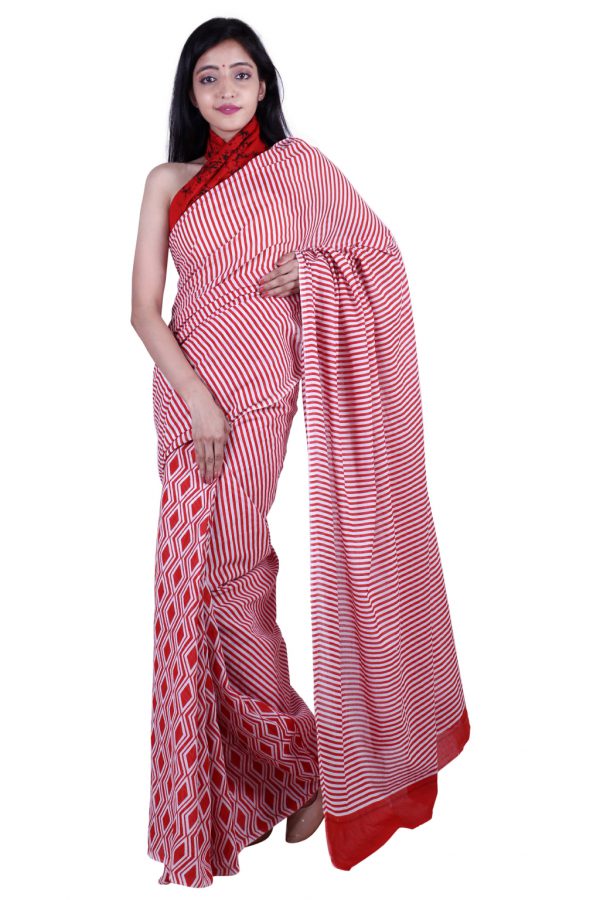 Printed Pure Cotton Saree with Blouse Piece- Formal & Party Wear