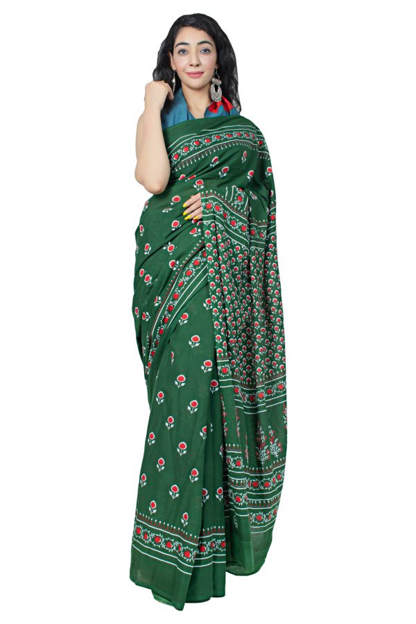 Printed Pure Cotton Saree with Blouse Piece- Formal & Party Wear