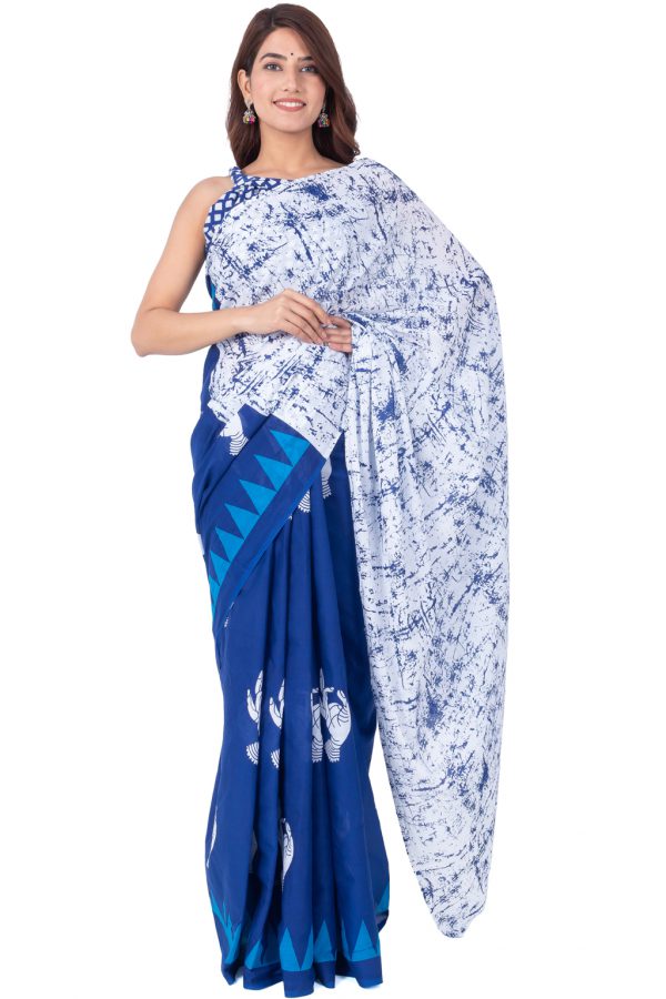 Printed Pure Cotton Saree with Blouse Piece- Formal & Party Wear