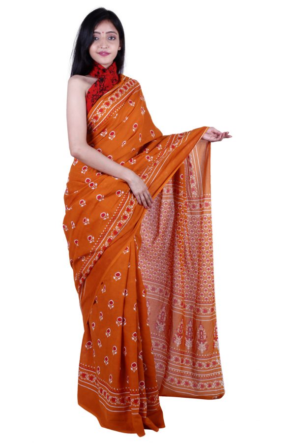 Printed Pure Cotton Saree with Blouse Piece- Formal & Party Wear