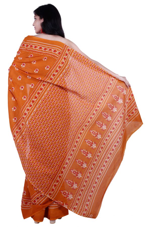 Printed Pure Cotton Saree with Blouse Piece- Formal & Party Wear - Image 3