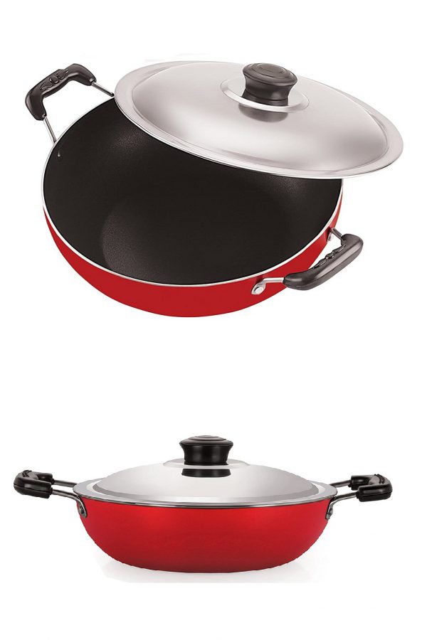 SUPER DELUX Non-Stick HEAVY Aluminium Chemical Free Deep Kadhai 2.5 LTR With Lid (Aluminium, Non-stick) Kadhai 250 cm diameter