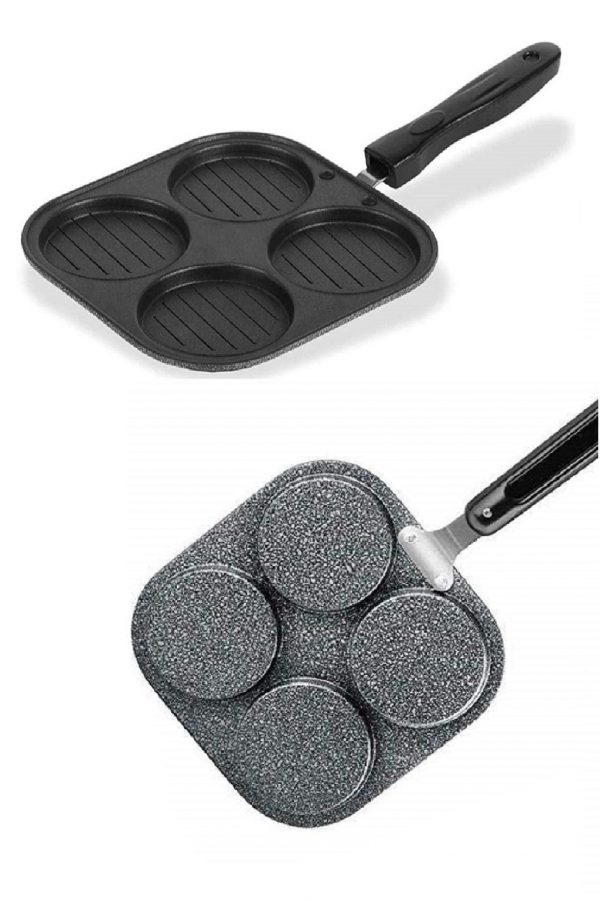 Nonstick Grill Mini Uttapam Tawa/Multi-Snack Maker 4 in 1 (Black) - Mini Pancake Maker, Mini Crepe pan, Idli pan, Pancake Moulds Pancake Pan (Aluminium, Non-stick)