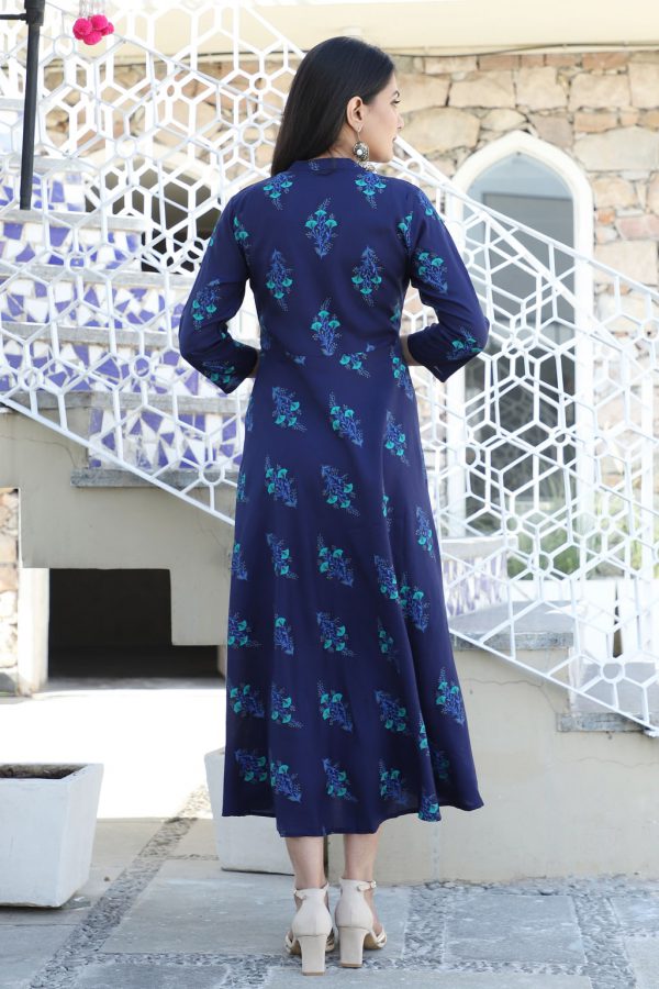 Navy Blue Flared Kurti - Image 4