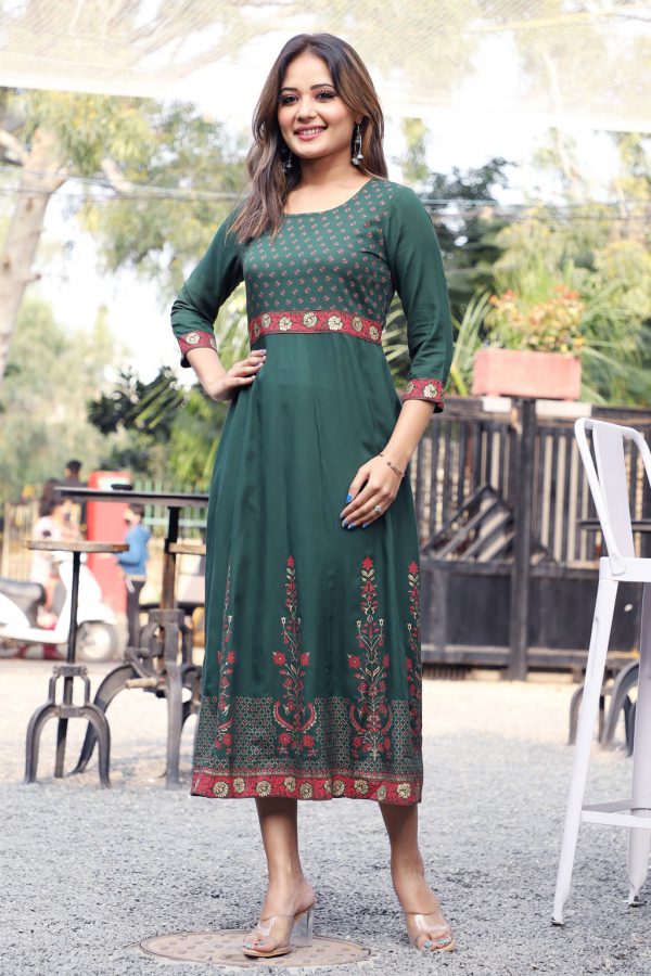 Green Anarkali Kurti - Image 4