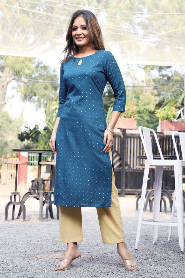 Blue Gold Dot Kurti