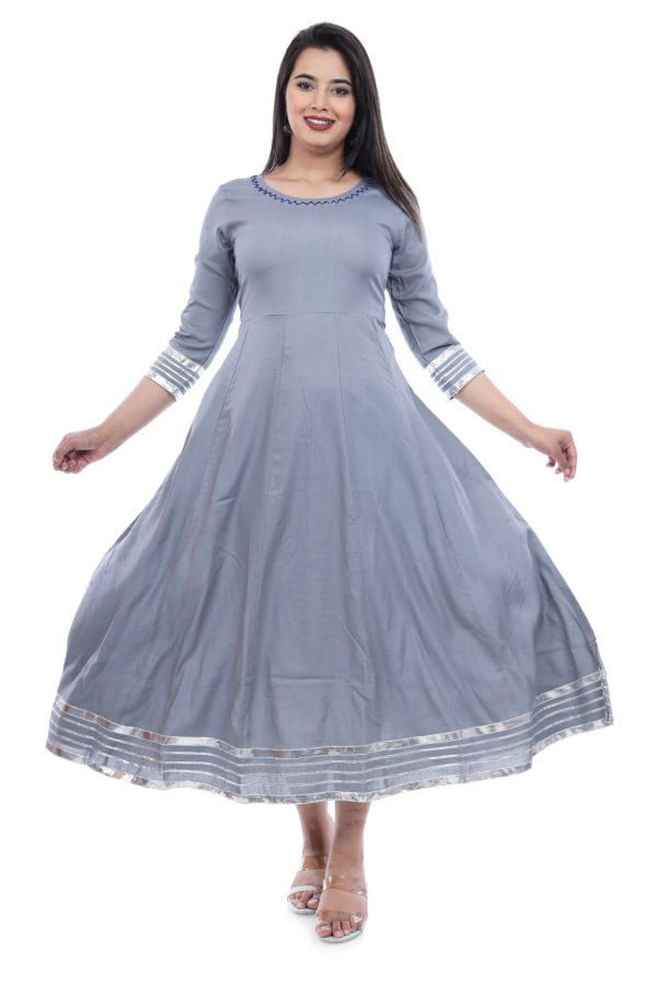 Grey Gota Work Kurti