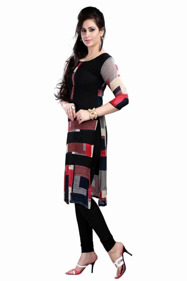 Women's Black Color Straight Crepe Kurta - Image 4