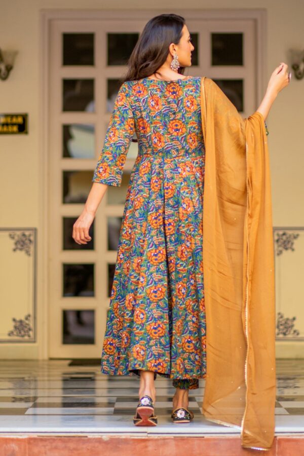 Mustard Bagru Print Dress Set - Image 4