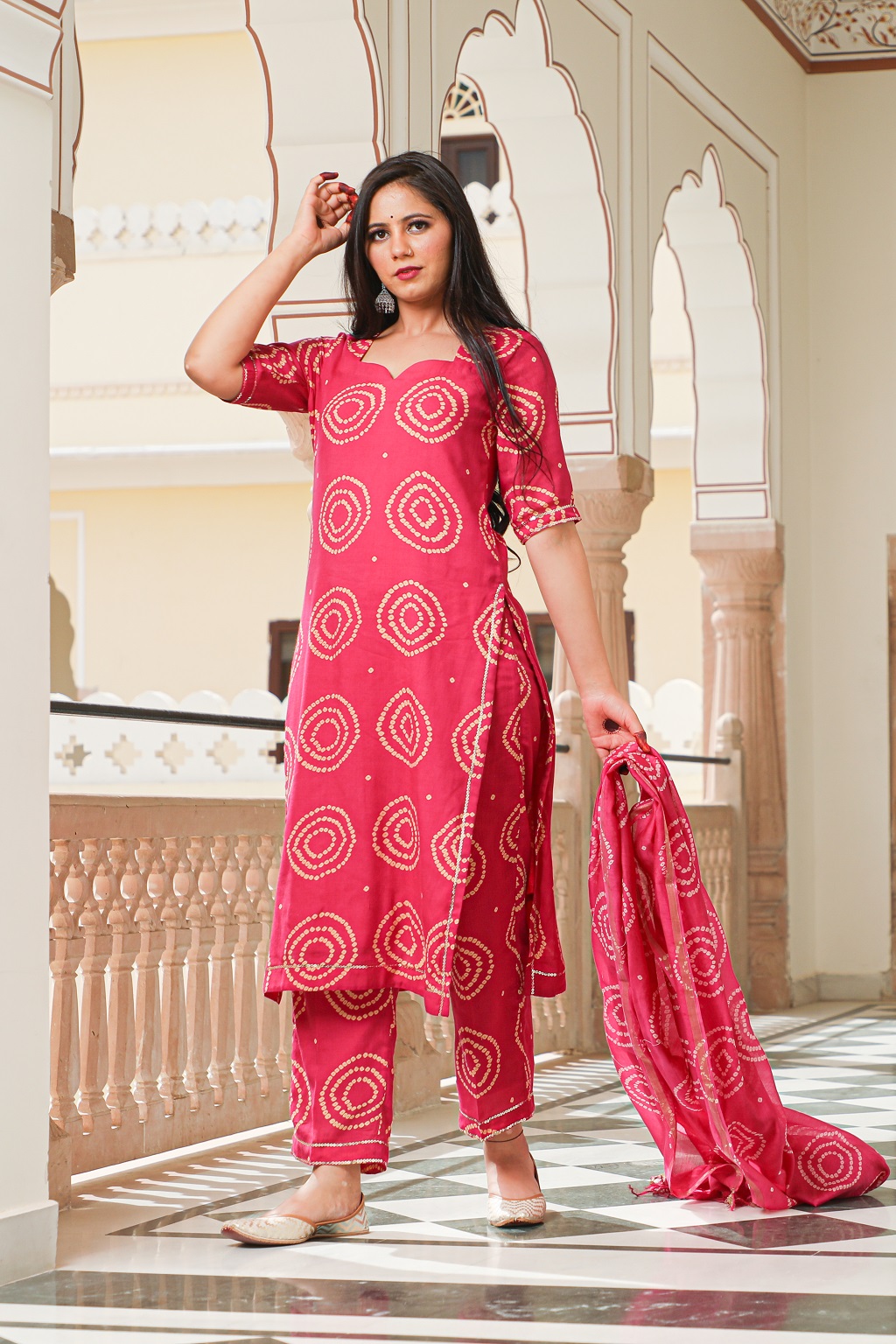 Buy Red Bandhani Suit Set online in India at Best Price | Aachho
