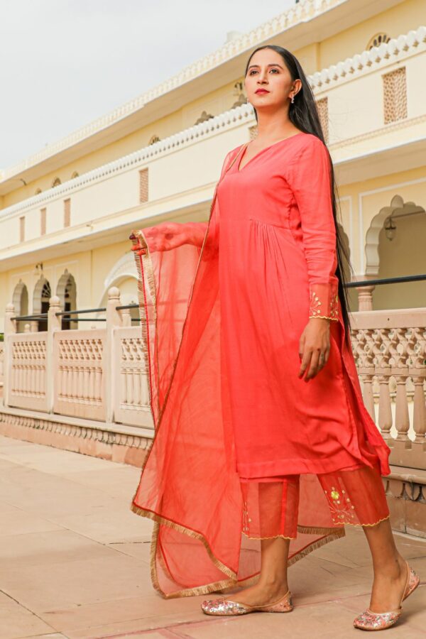 Coral Embroidery Modal Suit Set - Image 2