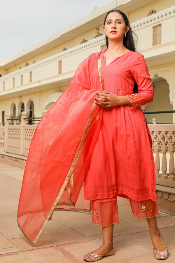 Coral Embroidery Modal Suit Set - Image 5