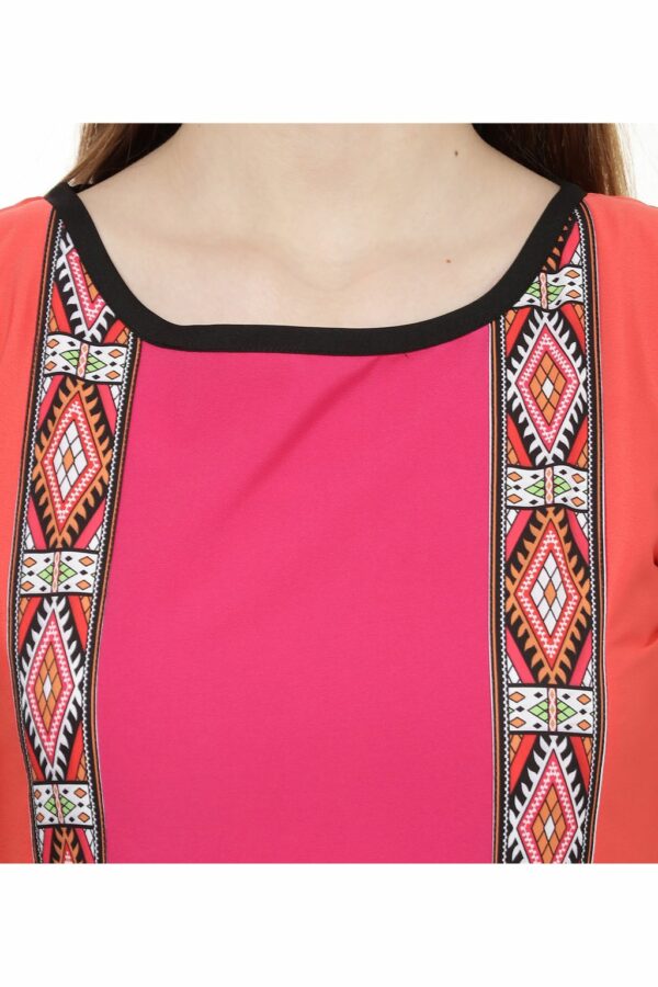 Pink Digital Geometric Print Straight Casual Wear Crepe Kurta - Image 5