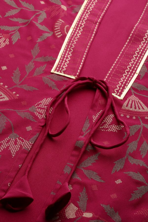 Dark Pink Color Foil Printed A-Line Kurta - Image 4