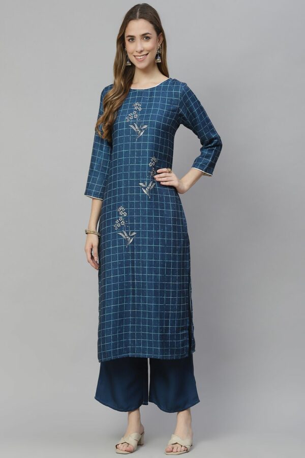 Blue Color Digital Print Straight Kurta And Pant Set