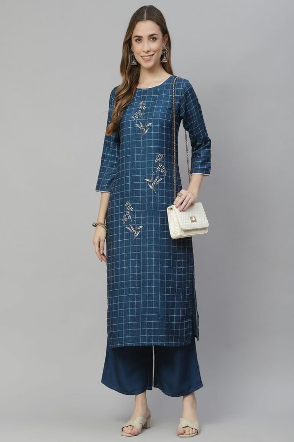 Blue Color Digital Print Straight Kurta And Pant Set - Image 5