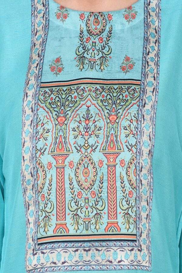 women's Summer Blue color Straight Digital Print Kurta Palazzo Set - Image 5