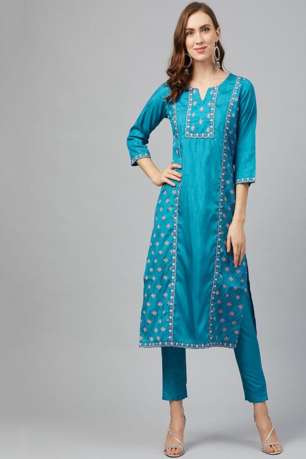 Blue Colour Straight Art Silk Kurta(ZIKUPS3112)