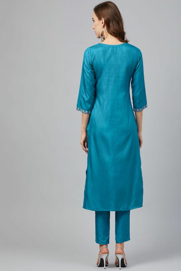 Blue Colour Straight Art Silk Kurta(ZIKUPS3112) - Image 2