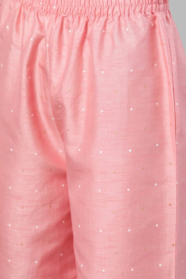 Pink Color Foil Print Straight Kurta And Palazzo Set - Image 6