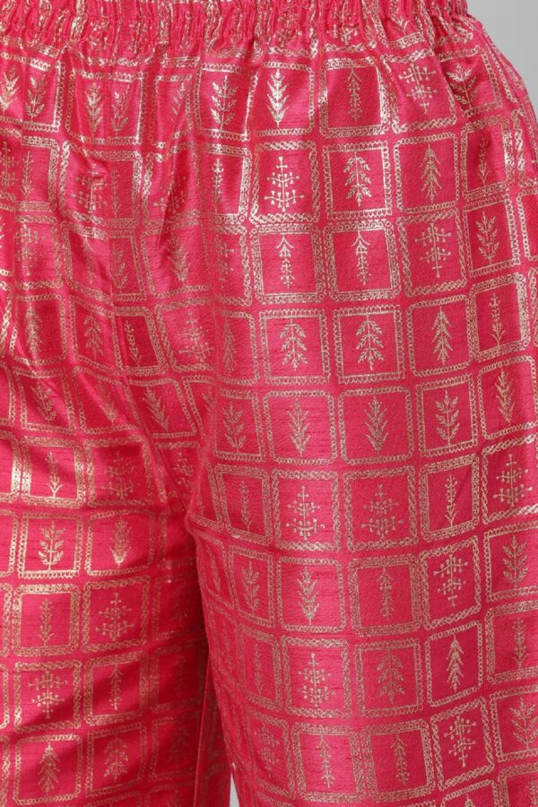 Pink Color Foil Print Straight Kurta And Palazzo Set - Image 6