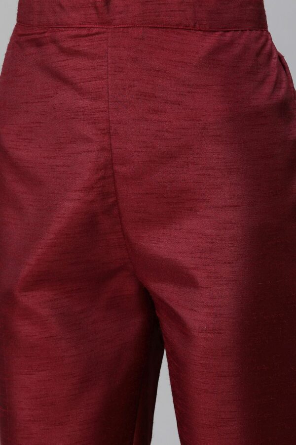 Maroon Color Foil Print Straight Kurta And Pant Set - Image 6