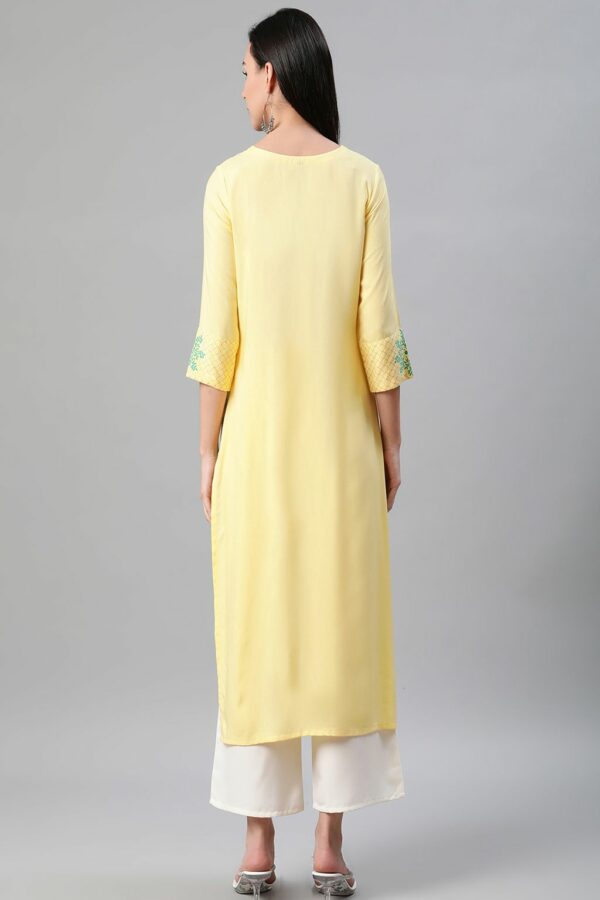 Yellow Color Khari Print Straight Kurta - Image 3