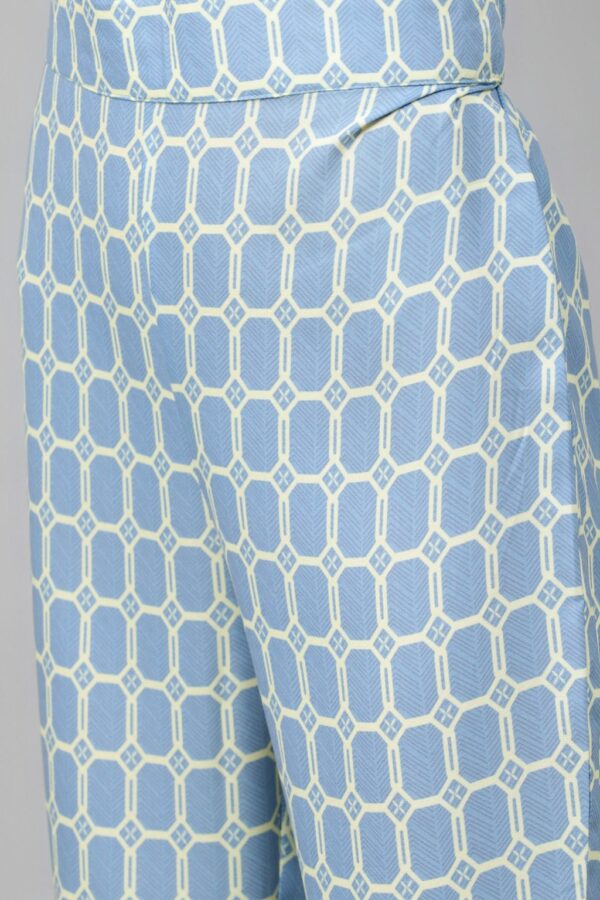 Blue Color Screen Print Straight Kurta And Pant Set - Image 6