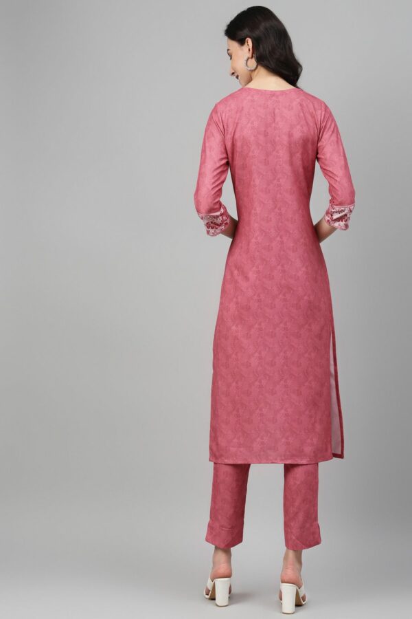 Pink Color Screen Print Straight Kurta - Image 3