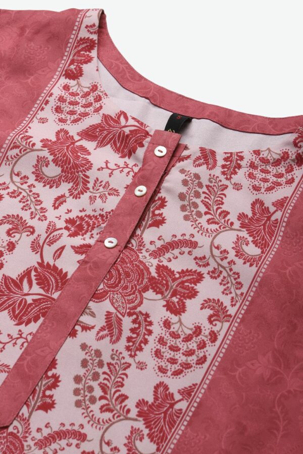 Pink Color Screen Print Straight Kurta - Image 4