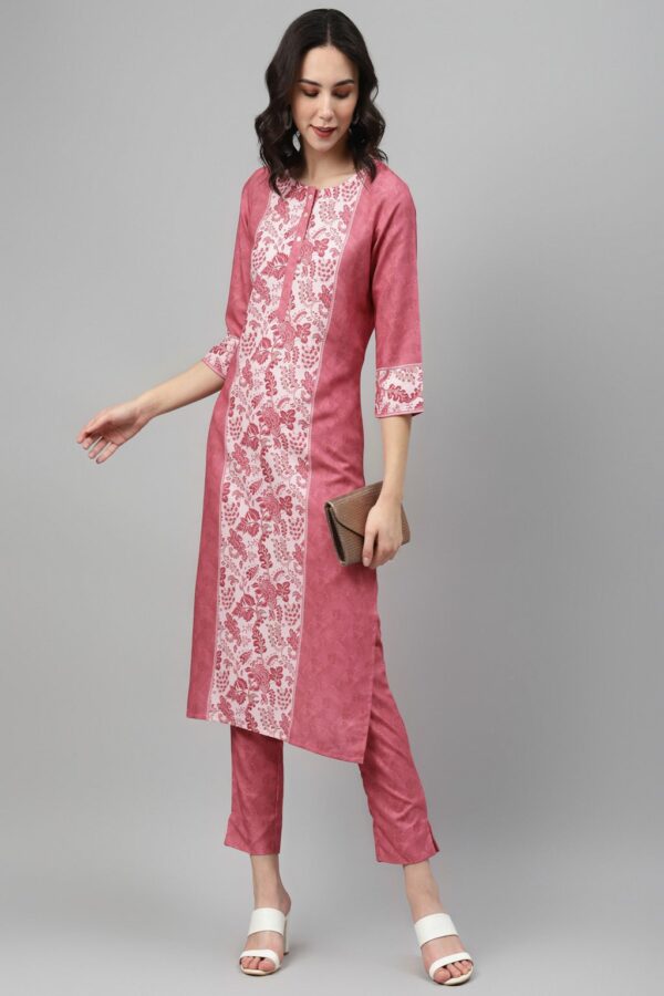 Pink Color Screen Print Straight Kurta - Image 5