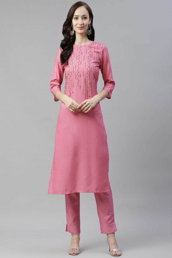 Pink Color Digital Printed Straight Kurta