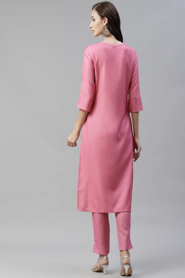 Pink Color Digital Printed Straight Kurta - Image 3