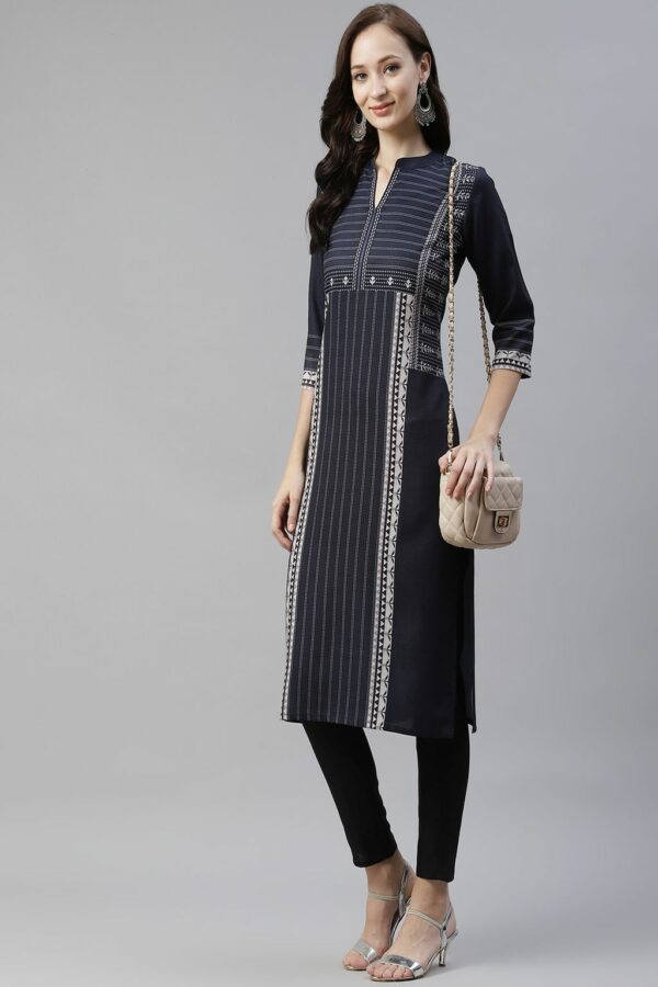 Black Color Digital Printed Straight Kurta - Image 5