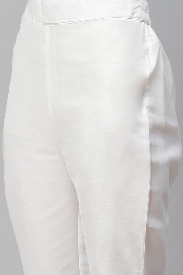 White Color Solid Straight Kurta,Pant And Dupatta Set - Image 6