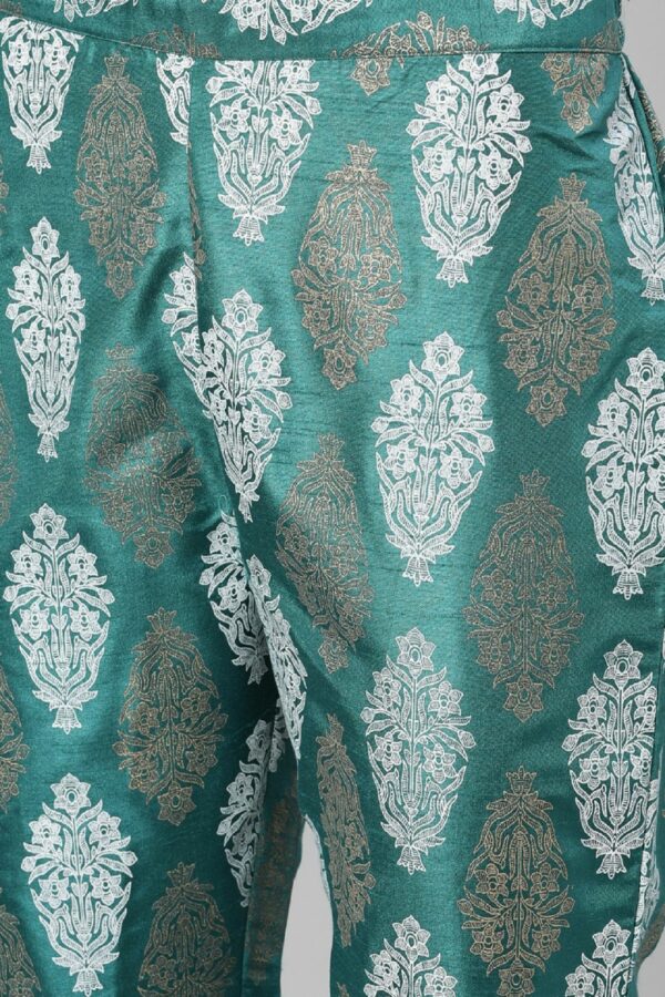 Green Color Foil Print Straight Kurta Pant And Dupatta Set - Image 6