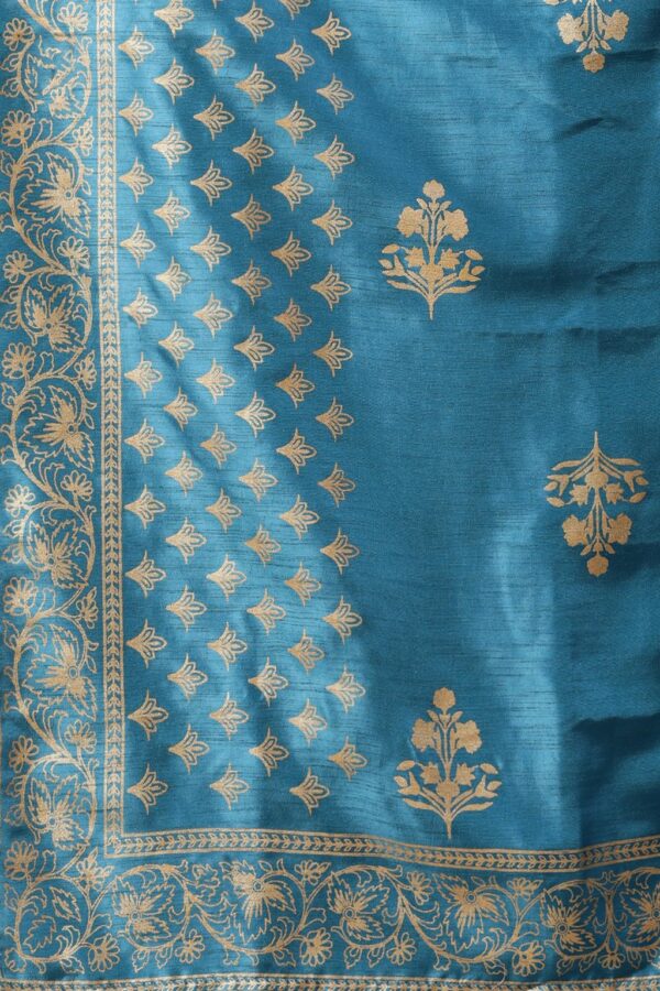 Blue Color Foil Print Flared Kurta,Pant And Dupatta Set - Image 7