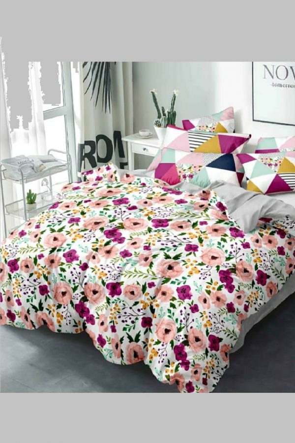 Printed Cotton Double Bedsheet with 2 Pillow Cases