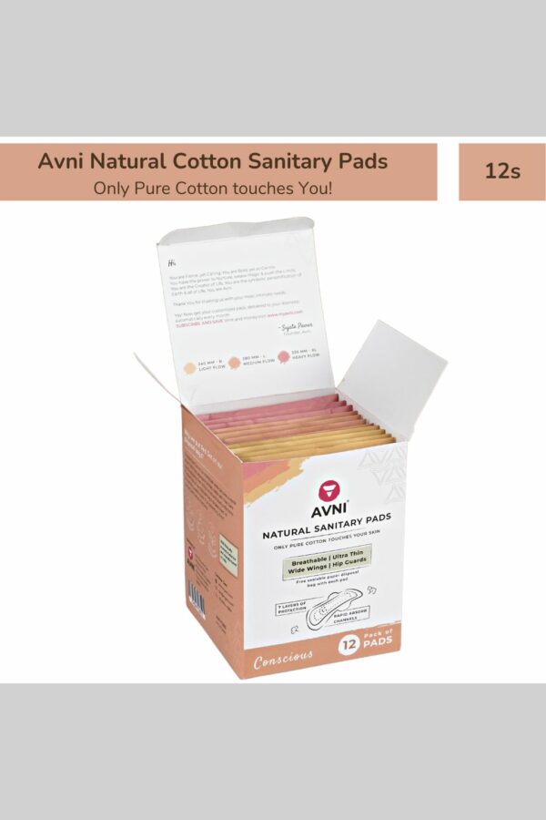 Avni Natural Cotton Sanitary Pads (4R+4L+4XL, Combo Pack of 12) with Paper Disposable Bags