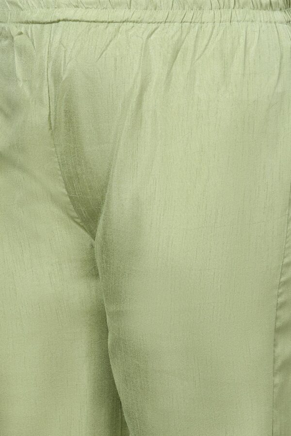 Green Colour Khadi Print Straight Polysilk Kurta With Palazzo - Image 6