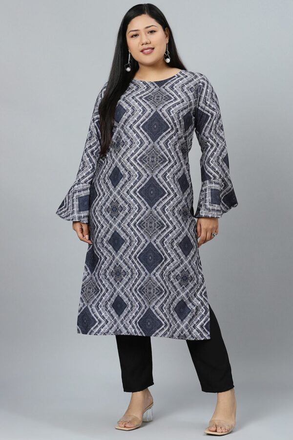 Black Colour Digital Print Straight Polyester Rayon Kurta With Pant