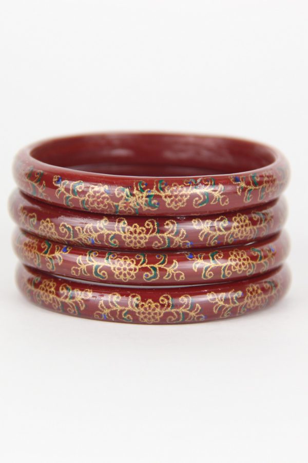 Maroon Printed Glass Kada