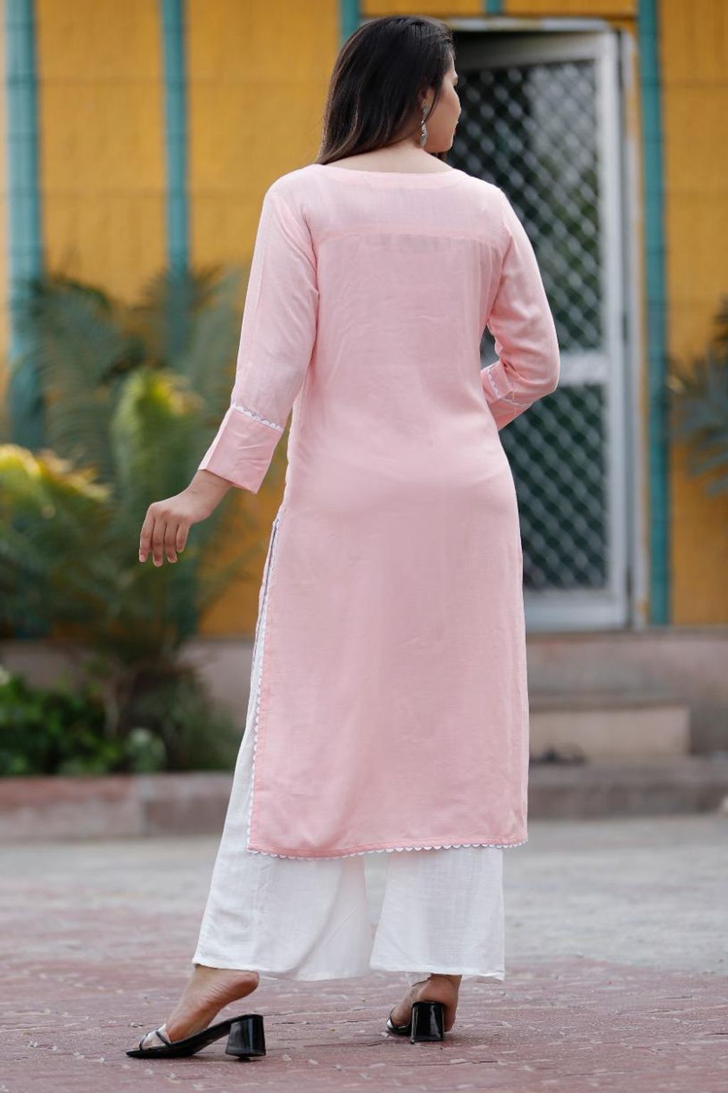 Party Wear 3/4th Sleeve 601A Ladies Rayon Kurti Palazzo Set, Size: Small at  Rs 440/piece in Beawar