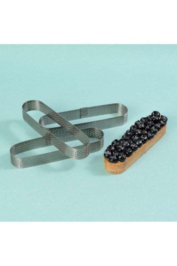 Perforated Tart Ring - Tart Ring for Baking - Oval Tart Mould - Cake Mousse Ring Mold - 3 Pieces Set (145x20 mm)