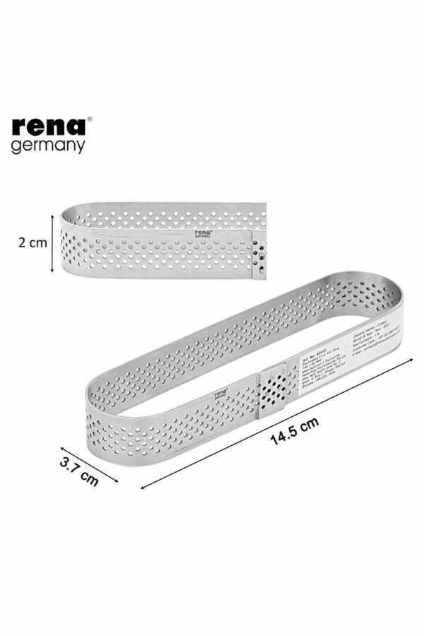 Perforated Tart Ring - Tart Ring for Baking - Oval Tart Mould - Cake Mousse Ring Mold - 3 Pieces Set (145x20 mm) - Image 5