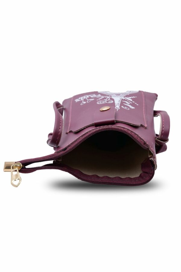 Simple Wine Sling Bag cum Mobile Pouch (2 in 1) - Image 5