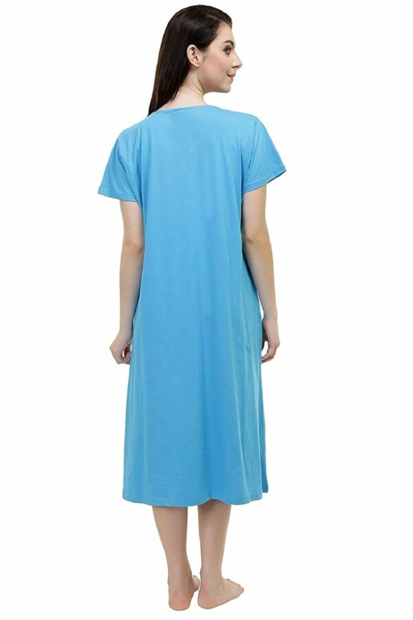 Short Nighty For Women - Printed Night Dress - Cotton Nightwear Gown - Image 3