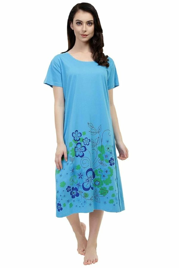 Short Nighty For Women - Printed Night Dress - Cotton Nightwear Gown - Image 5