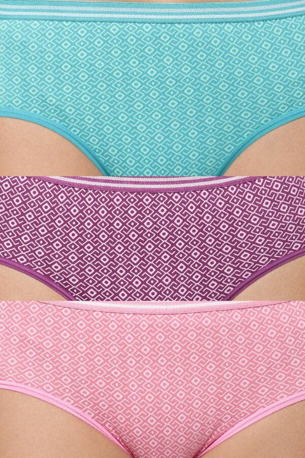 Hipster Panties - Outer Elastic - Cotton Panties For Women - Pack of 3 (Random Colours & Prints)